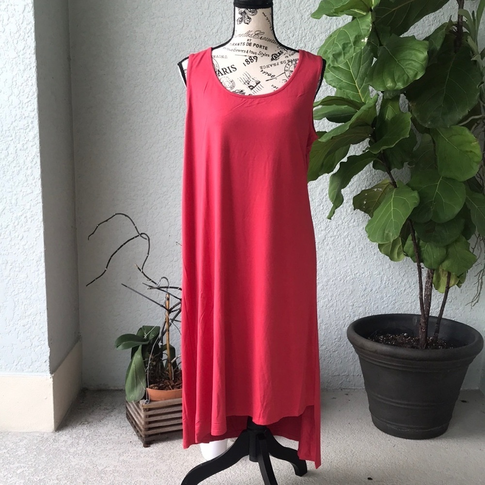 Maxi Coral High Low Orange Red sleeveless Dress